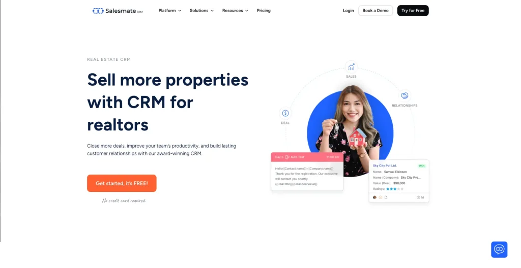 Salesmate CRM is an all-in-one solution for real estate brokers looking to elevate their sales game.